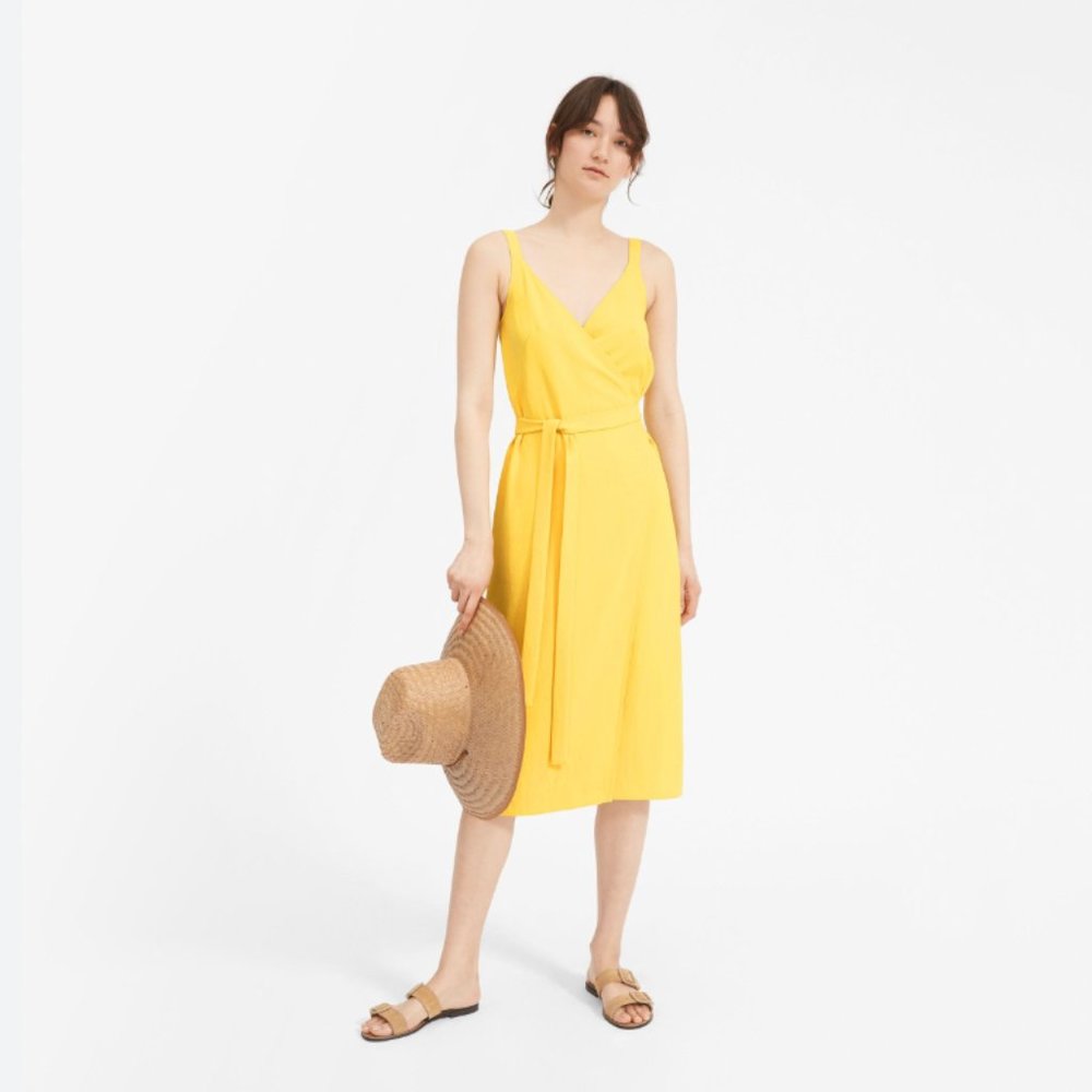 Everlane The Japanese Goweave Tank Wrap Dress – Yellow (Size 2)